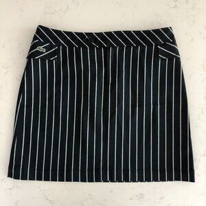 Lacoste Striped Cotton Sporty Mini Skirt w Side Pockets Black + Grey Sz 38